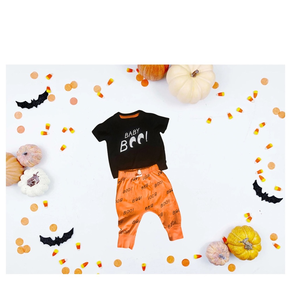 Baby Boo Halloween Costume Set - Black and Orange